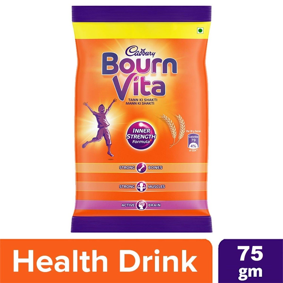 Cadbury Bournvita Nutrition Powder 75 gm Refill Pack | Inner Strength Formula | For Strong Bones, Muscle & Active Brain | Nutritional Drink For Kids, Pack of 1 Cadbury Bournvita Nutrition Powder 75 gm Refill Pack | Inner Strength Formula | For Strong Bones, Muscle & Active Brain | Nutritional Drink For Kids, Pack of 1