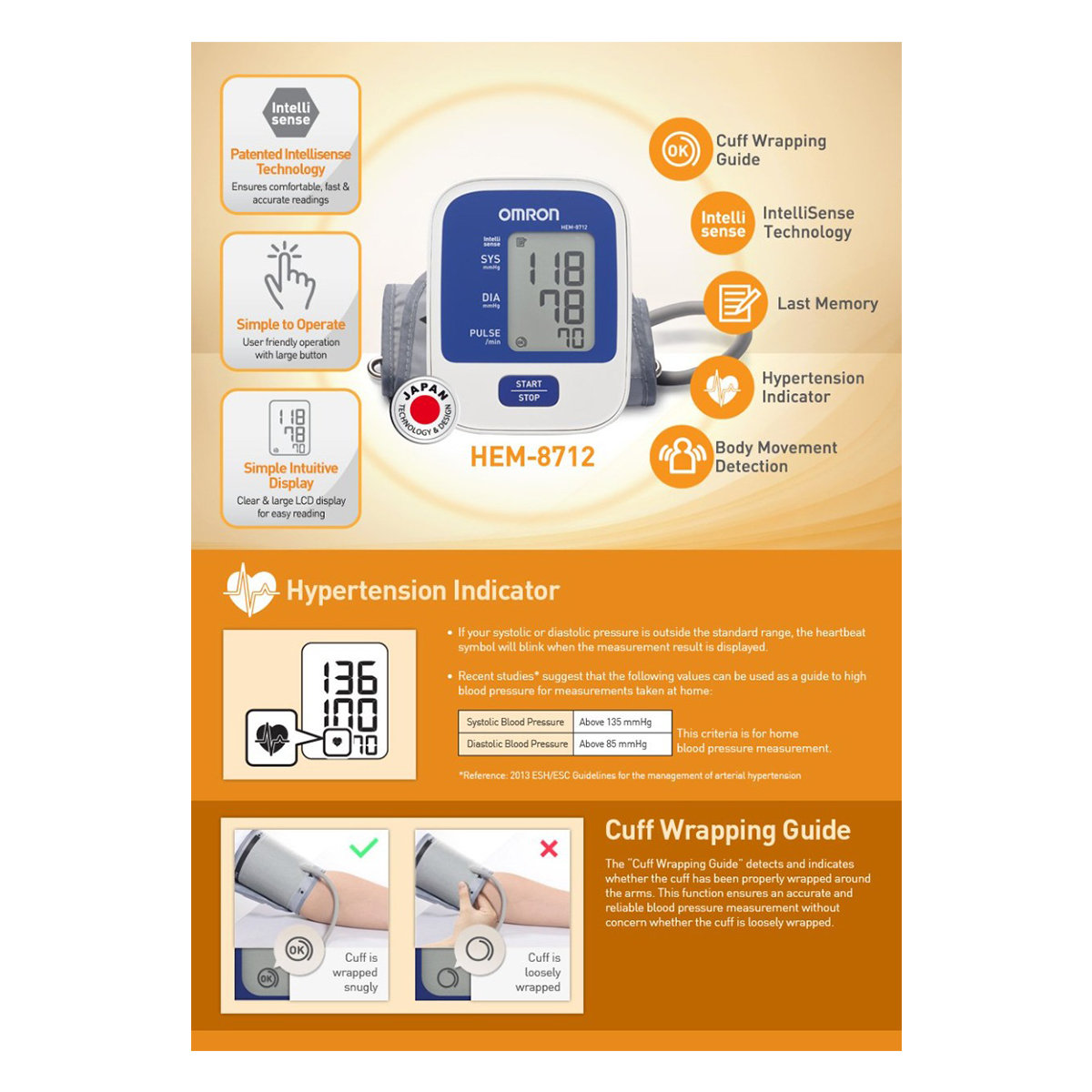 Omron Automatic Blood Pressure Monitor HEM-8712, 1 Count, Pack of 1 Omron Automatic Blood Pressure Monitor HEM-8712, 1 Count, Pack of 1