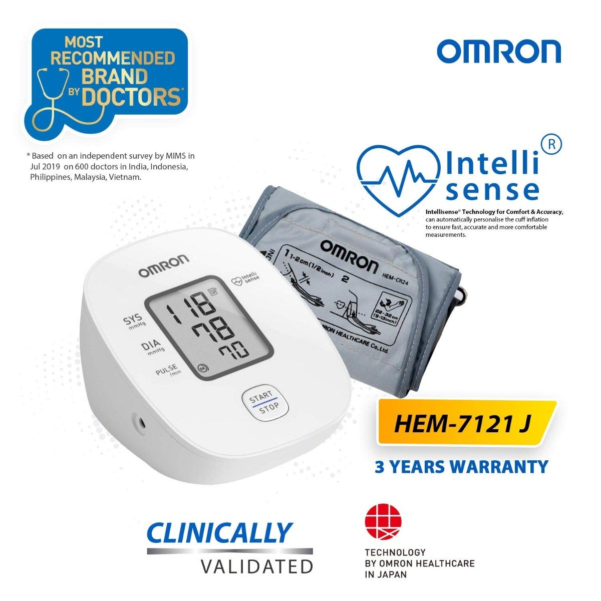 Omron Blood Pressure Monitor HEM-7121 J, 1 Count, Pack of 1 Omron Blood Pressure Monitor HEM-7121 J, 1 Count, Pack of 1
