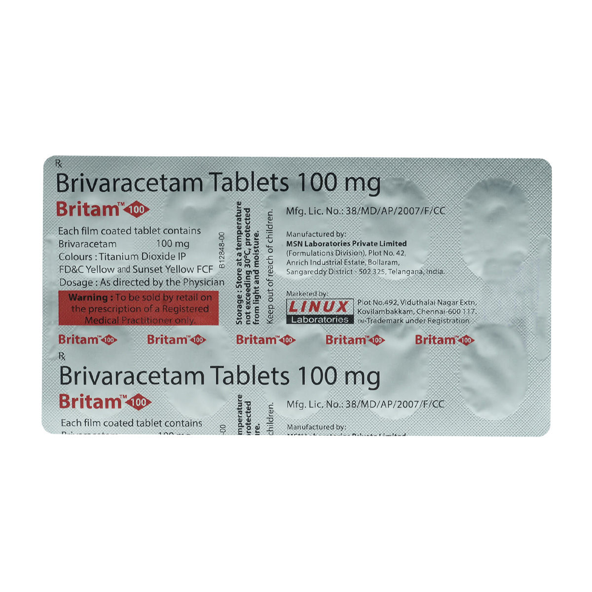 Buy BRITAM 100 TABLETS 10'S Online