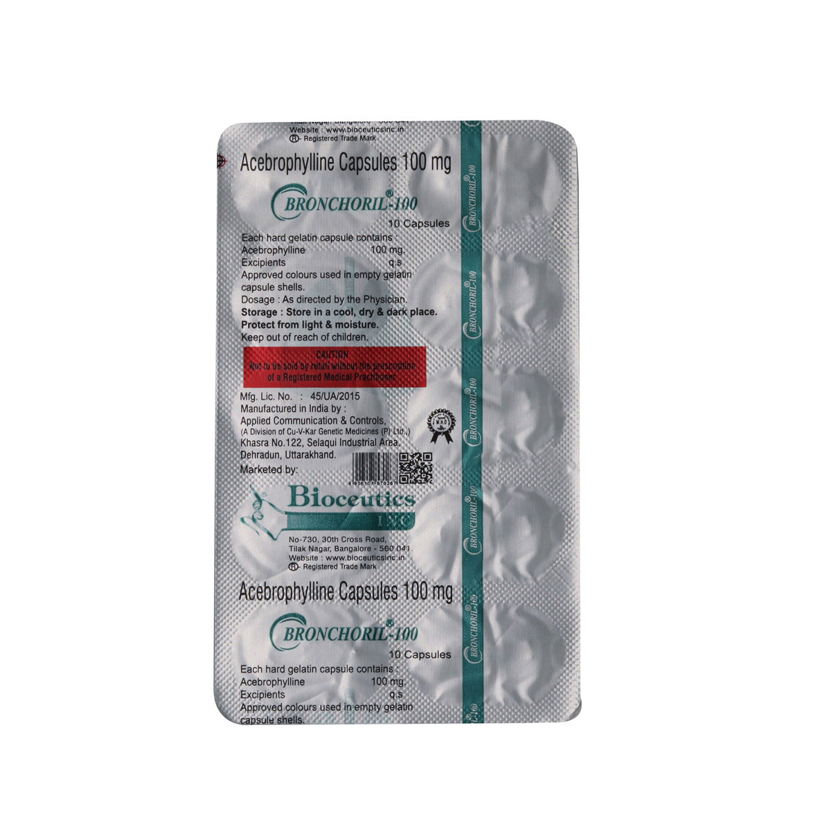 Bronchoril 100 mg Capsule 10's, Pack of 10 CAPSULES Bronchoril 100 mg Capsule 10's, Pack of 10 CAPSULES