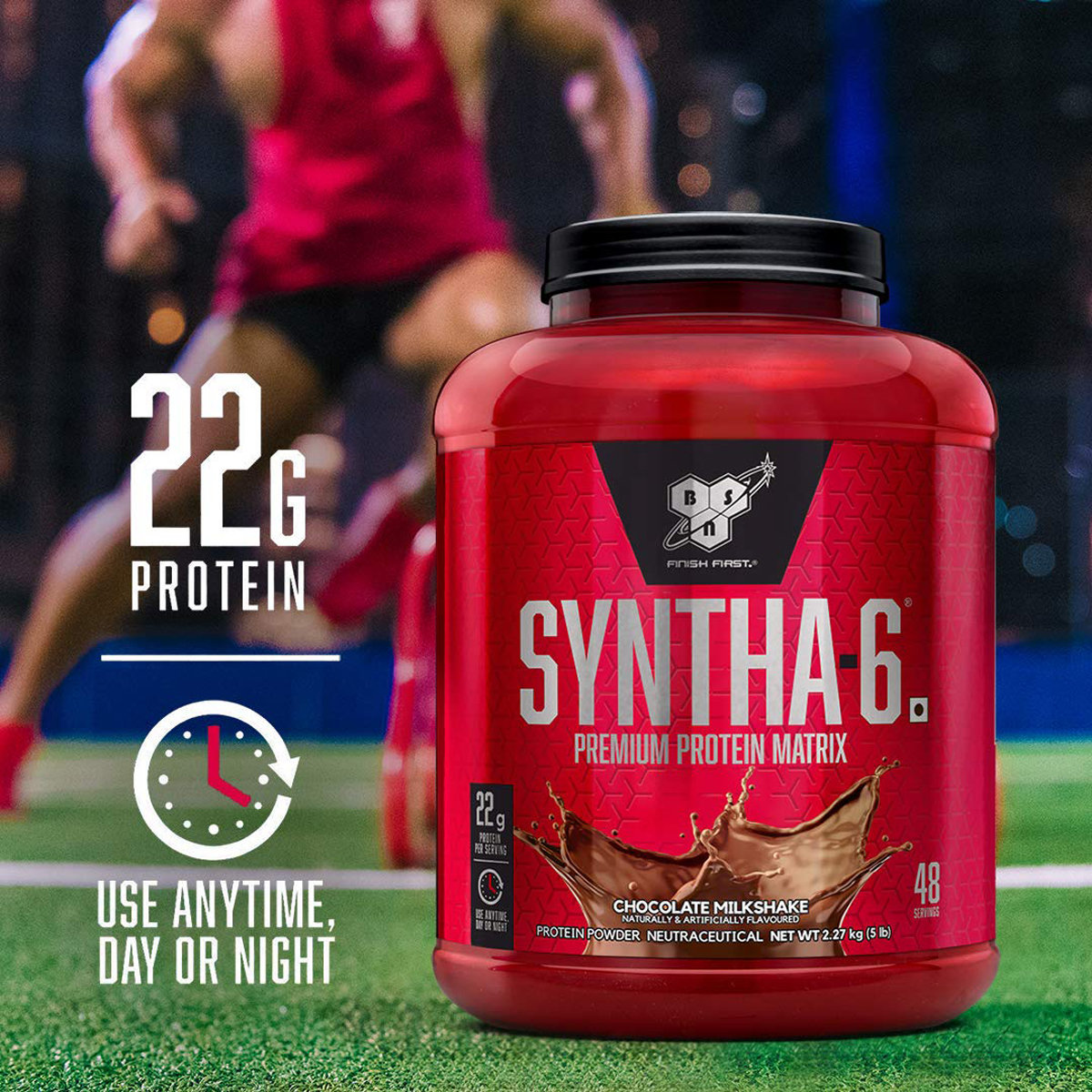 BSN Syntha-6 Chocolate Milkshake Flavour Powder, 5 lb, Pack of 1 BSN Syntha-6 Chocolate Milkshake Flavour Powder, 5 lb, Pack of 1