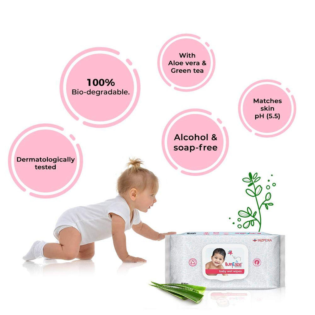 BumEaze Baby Wet Wipes, 80 Count, Pack of 1 BumEaze Baby Wet Wipes, 80 Count, Pack of 1