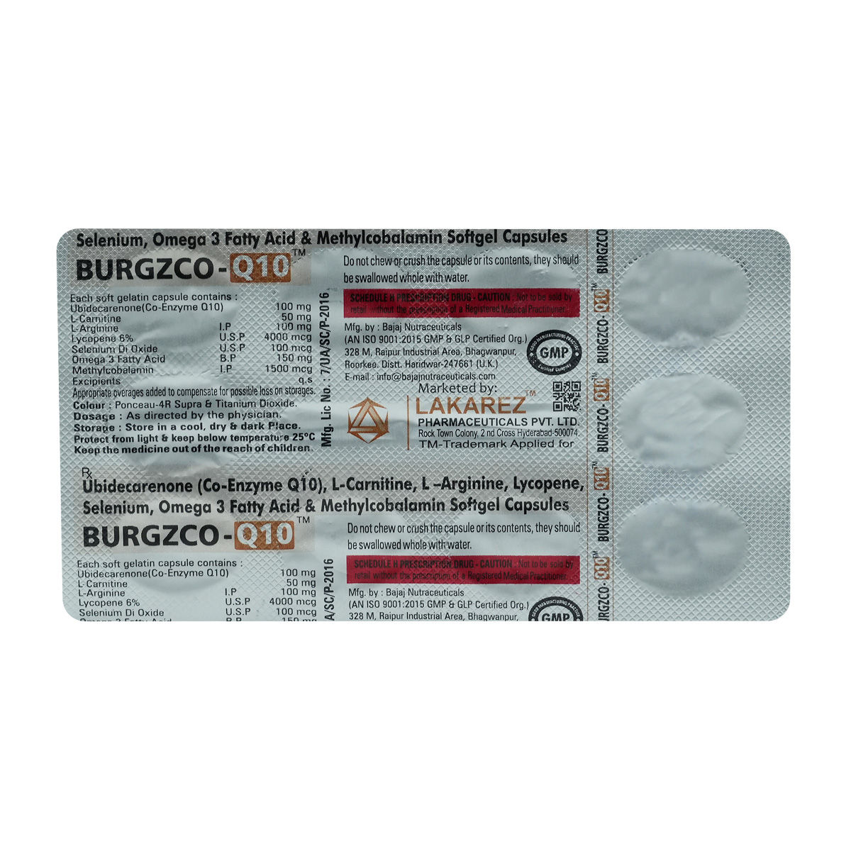 Burgzco-Q10 Capsule 10's, Pack of 10 Burgzco-Q10 Capsule 10's, Pack of 10