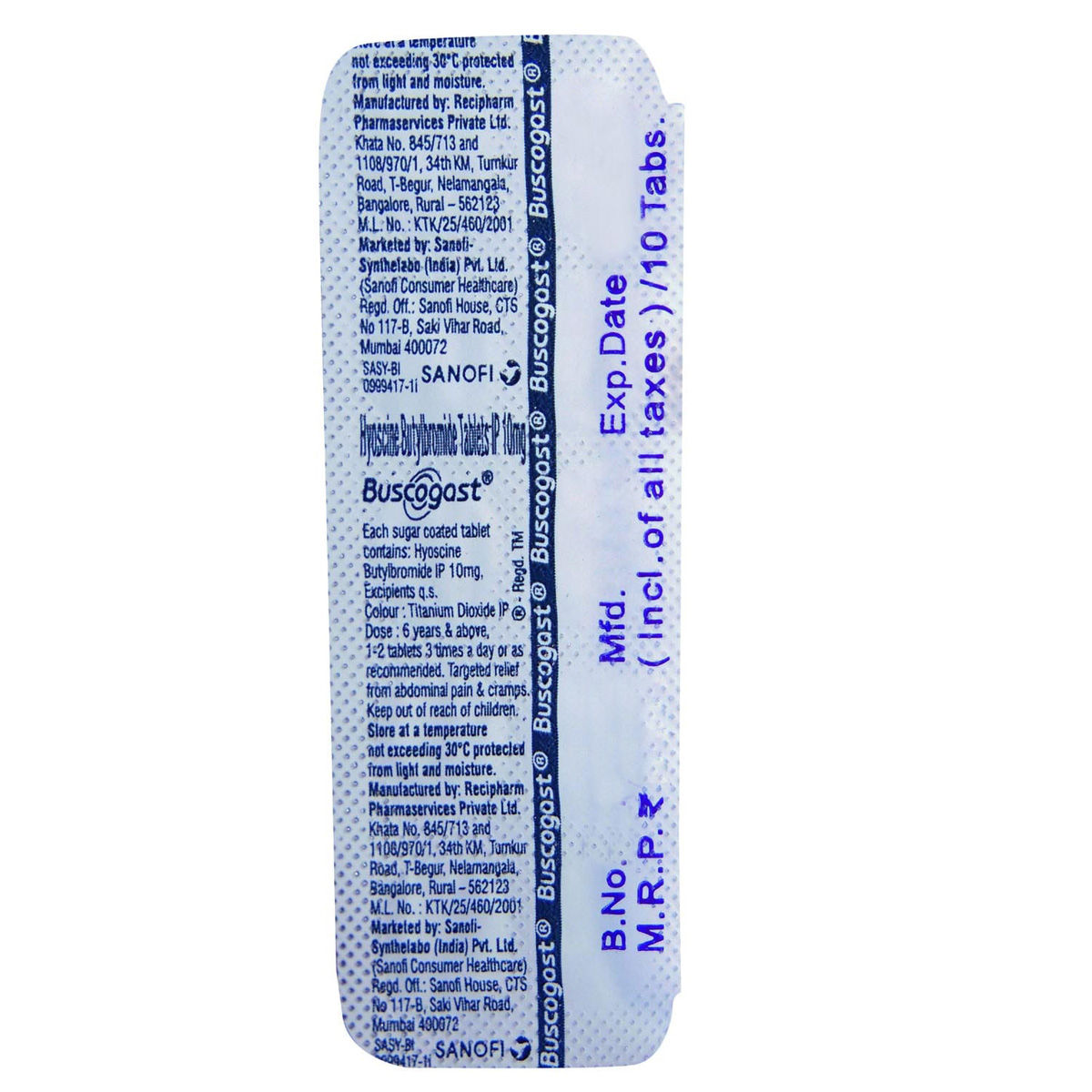 Buscogast Tablet 10's, Pack of 10 TABLETS Buscogast Tablet 10's, Pack of 10 TABLETS