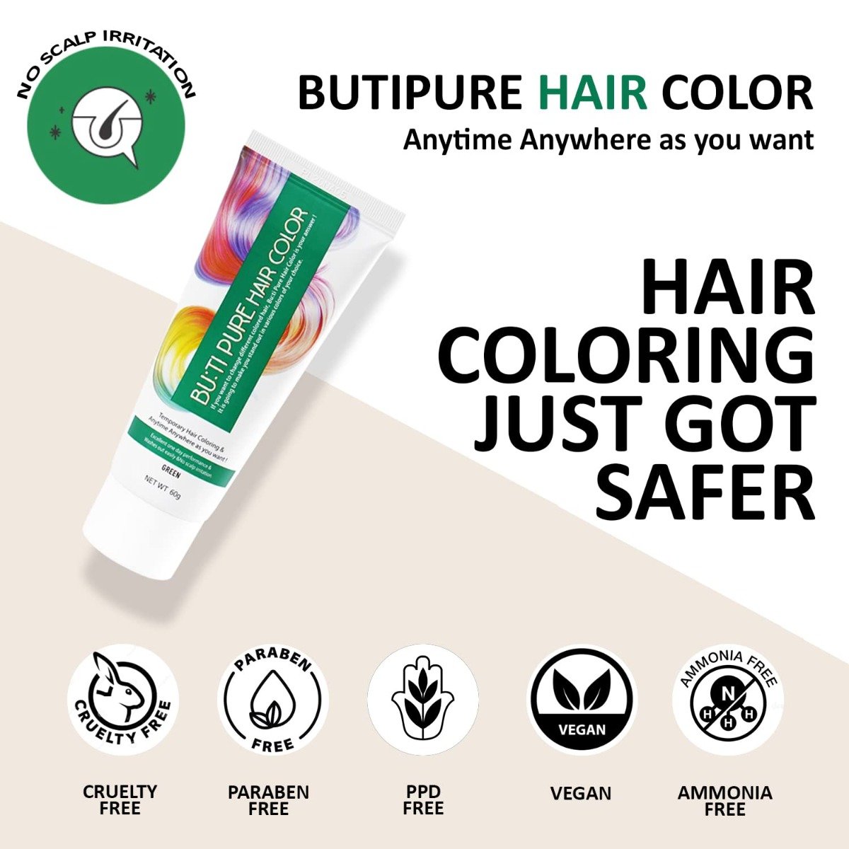 Butipure Ash Green Hair Colour, 60 gm, Pack of 1 Butipure Ash Green Hair Colour, 60 gm, Pack of 1