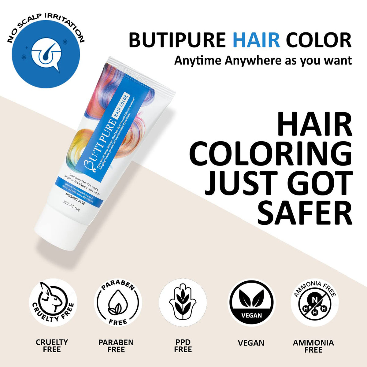 Butipure Midnight Blue Hair Colour, 60 gm, Pack of 1 Butipure Midnight Blue Hair Colour, 60 gm, Pack of 1