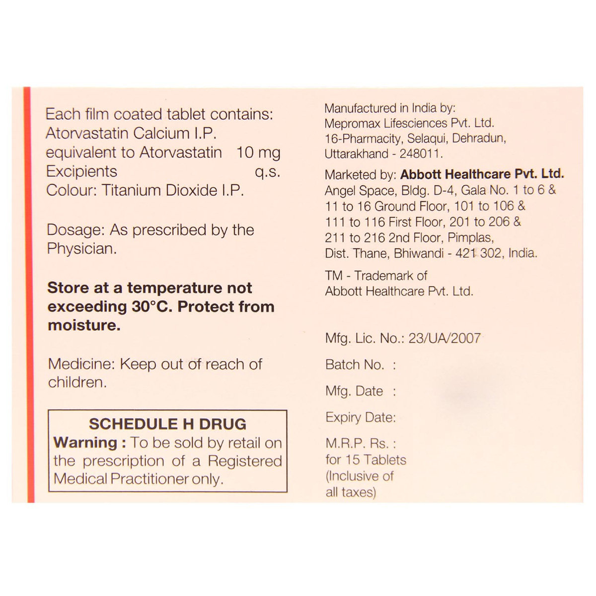 Caat 10 Tablet 15's, Pack of 15 TABLETS Caat 10 Tablet 15's, Pack of 15 TABLETS