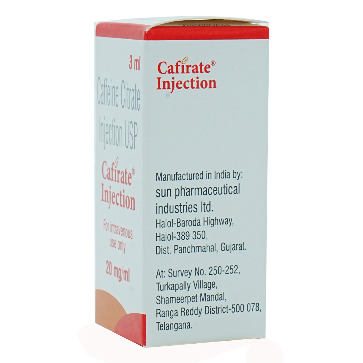 CAFIRATE 20MG INJECTION 3ML , Pack of 1 Injection CAFIRATE 20MG INJECTION 3ML , Pack of 1 Injection