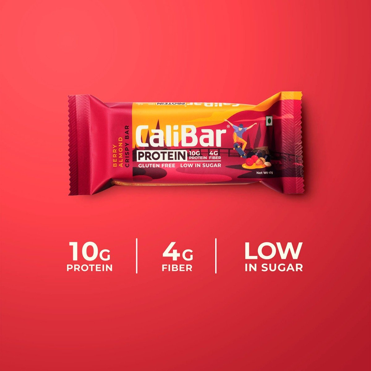 Calibar Protein Berry Almond Crispy Bar, 40 gm, Pack of 1 Calibar Protein Berry Almond Crispy Bar, 40 gm, Pack of 1