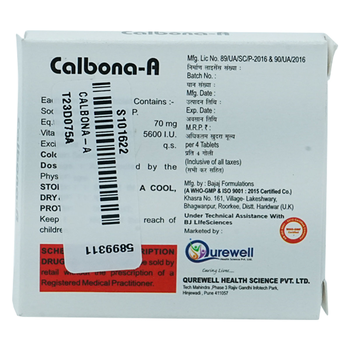Calbona-A Tablet 4's, Pack of 4 Calbona-A Tablet 4's, Pack of 4