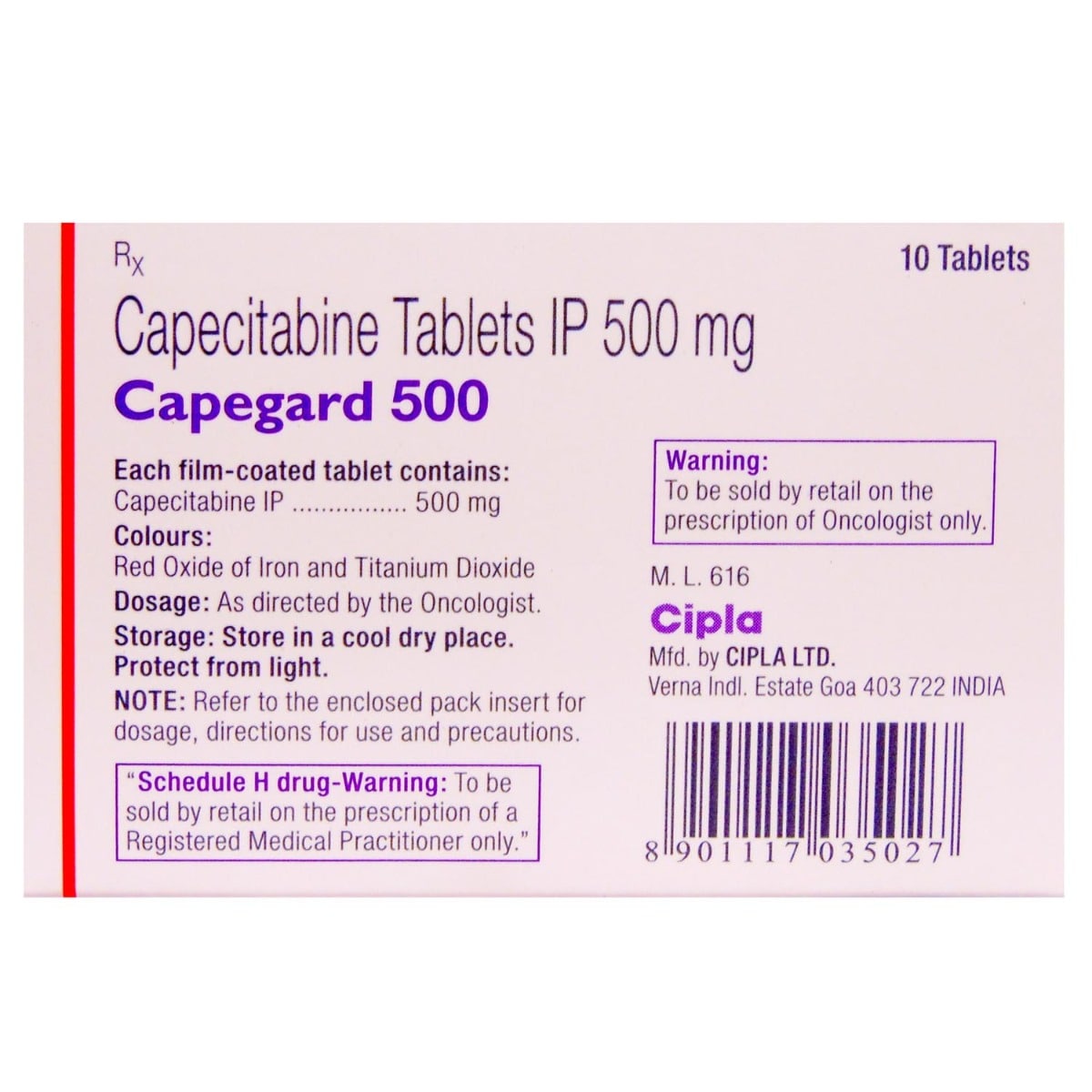 Capegard 500 Tablet 10's, Pack of 10 TABLETS Capegard 500 Tablet 10's, Pack of 10 TABLETS