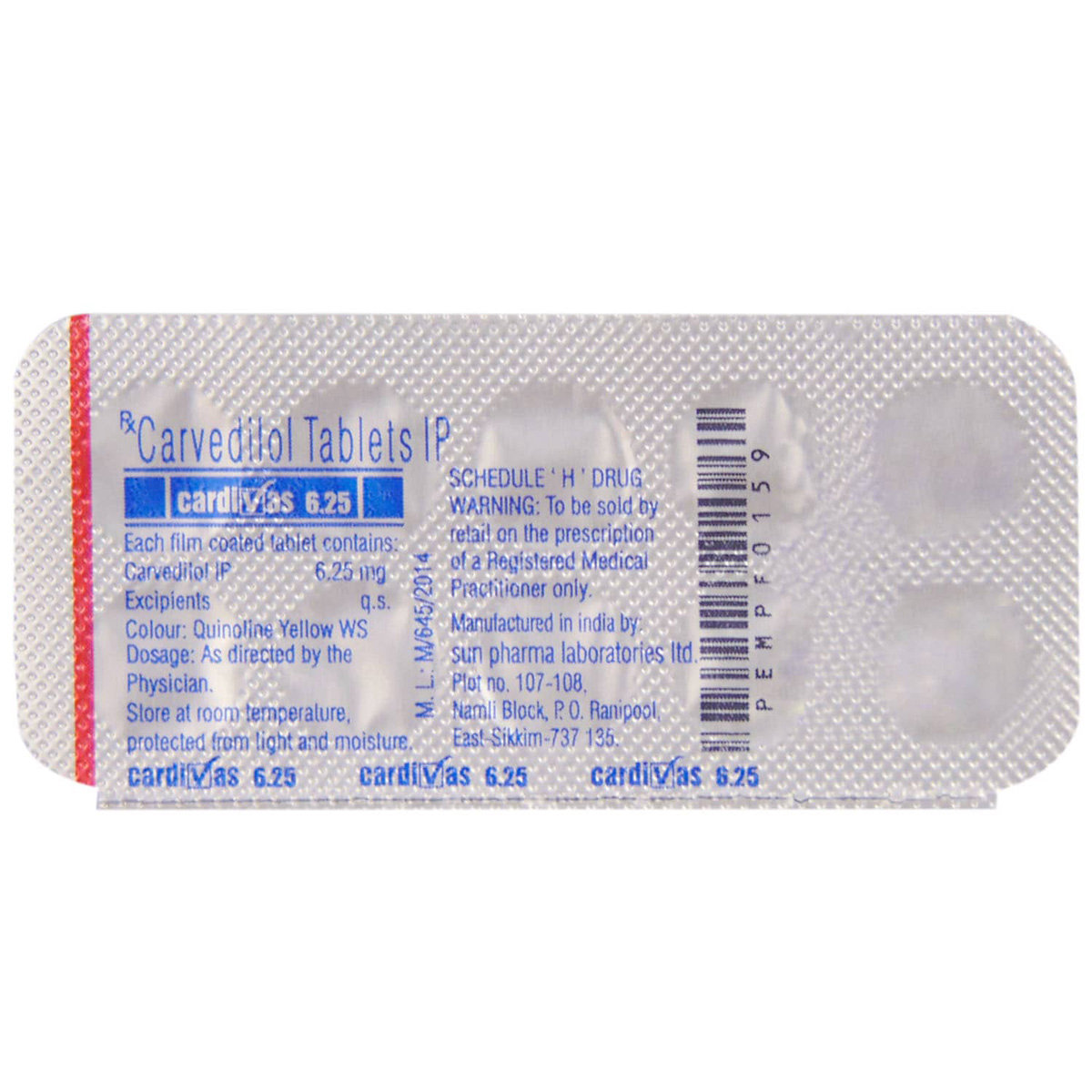 Cardivas 6.25 Tablet 10's, Pack of 10 TABLETS Cardivas 6.25 Tablet 10's, Pack of 10 TABLETS