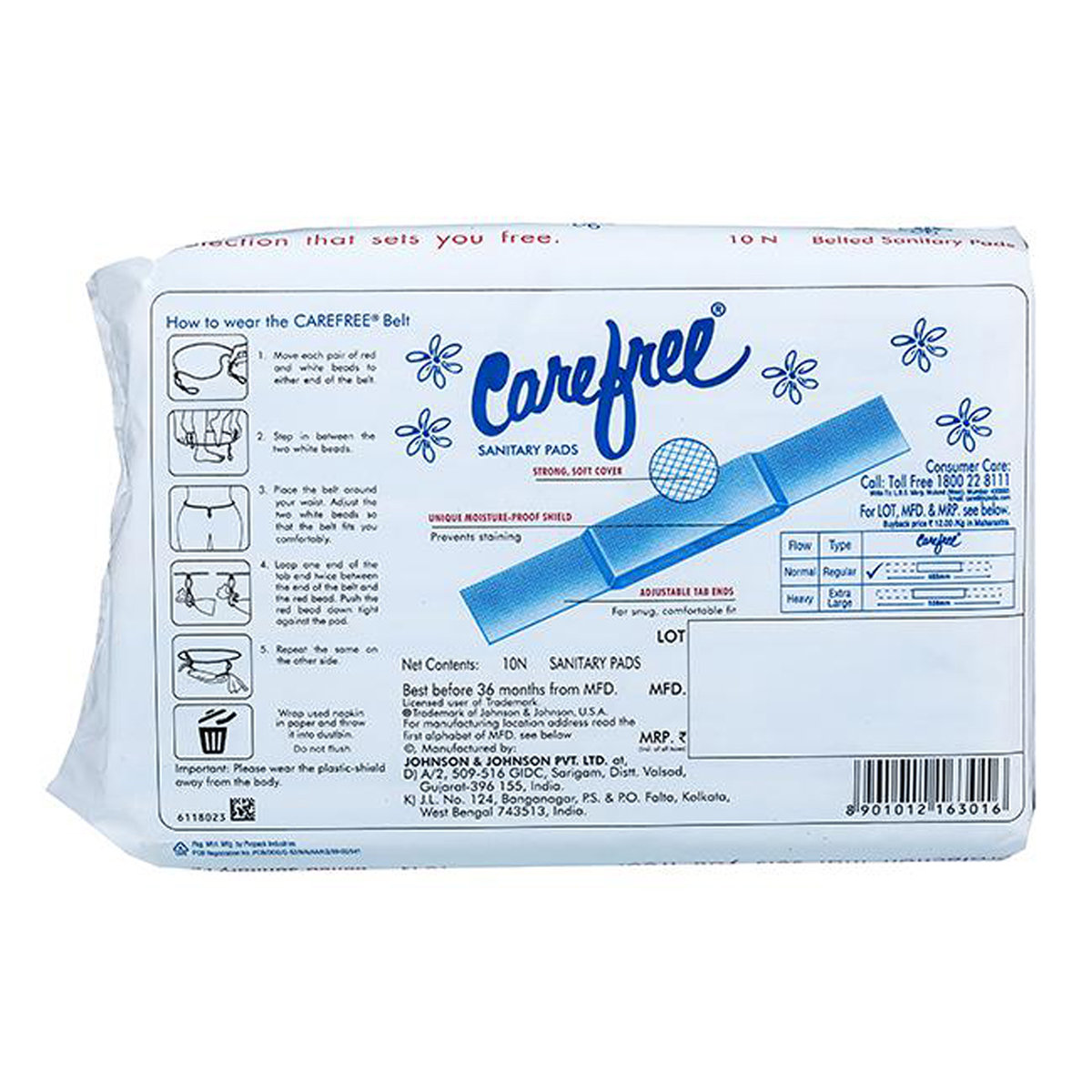 Carefree Sanitary Pads Regular, 10 Count, Pack of 1 Carefree Sanitary Pads Regular, 10 Count, Pack of 1