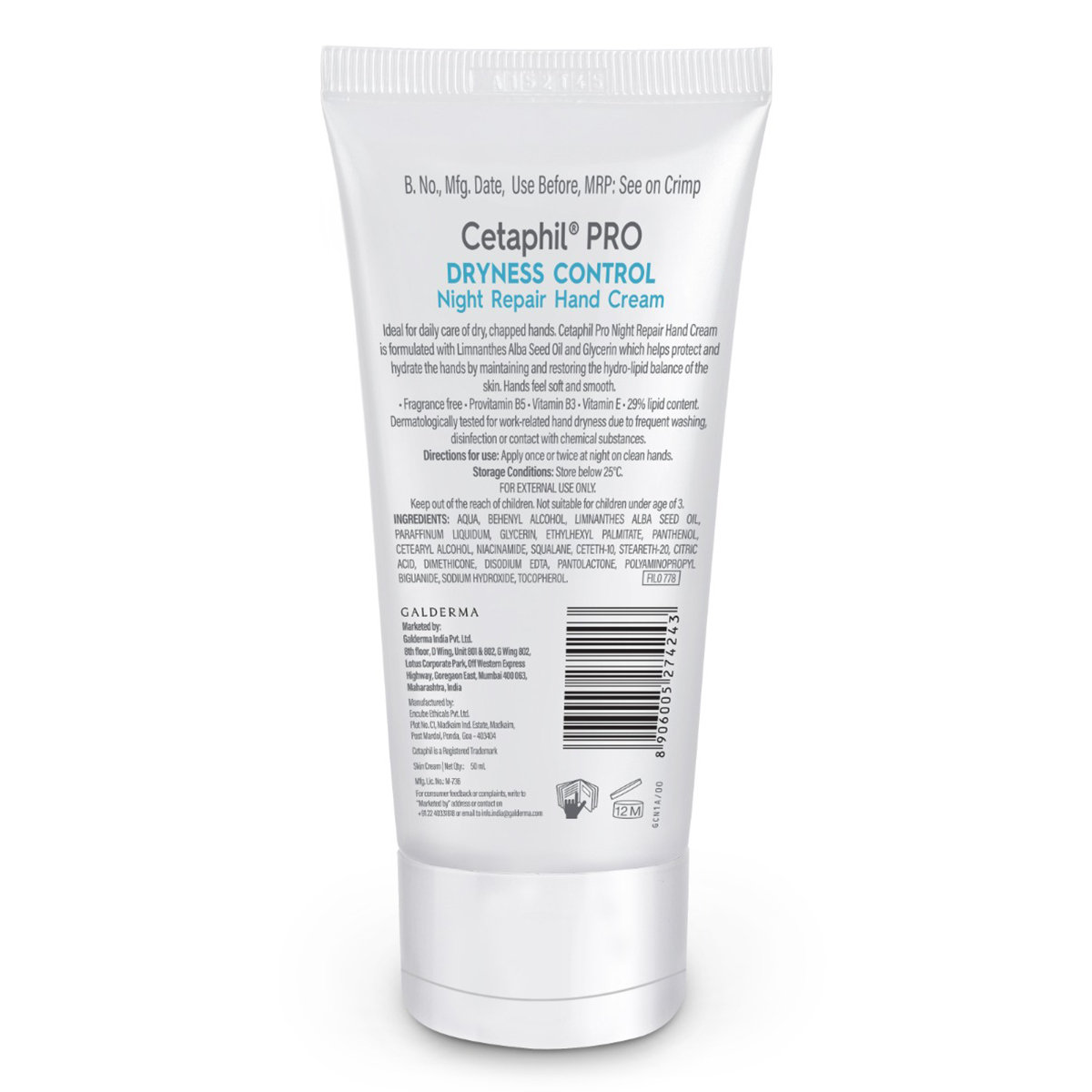 Cetaphil Pro Night Repair Hand Cream 50 ml | Shea Butter, Essential Vitamin E & Pro Vitamin B5 | Relieves & Control Dryness | For Dry, Itchy Skin, Pack of 1 Cetaphil Pro Night Repair Hand Cream 50 ml | Shea Butter, Essential Vitamin E & Pro Vitamin B5 | Relieves & Control Dryness | For Dry, Itchy Skin, Pack of 1