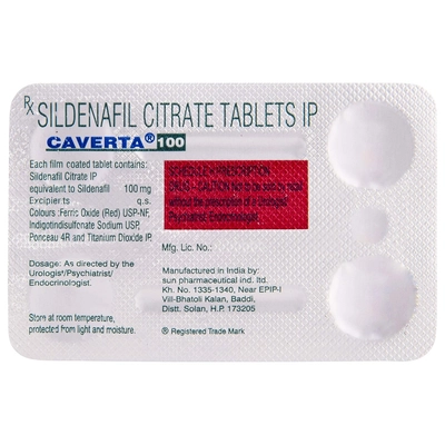 Caverta 100 Tablet 4's, Pack of 4 TABLETS