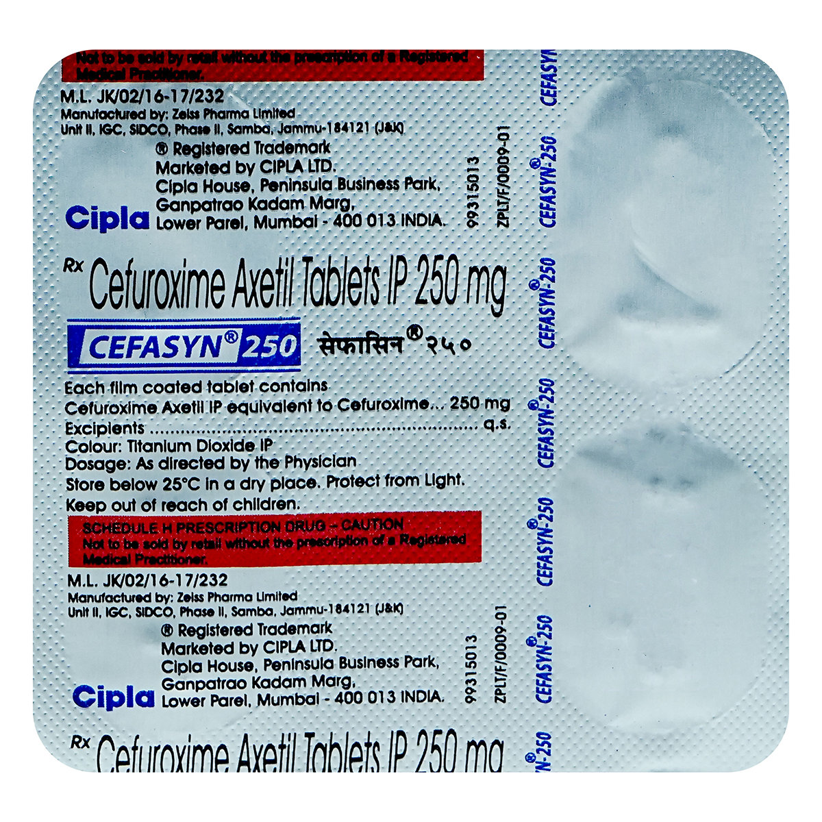 Cefasyn 250 mg Tablet 4's, Pack of 4 TabletS Cefasyn 250 mg Tablet 4's, Pack of 4 TabletS