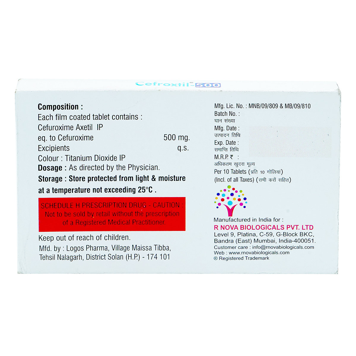 Cefroxtil-500 Tablet 10's, Pack of 10 TABLETS Cefroxtil-500 Tablet 10's, Pack of 10 TABLETS