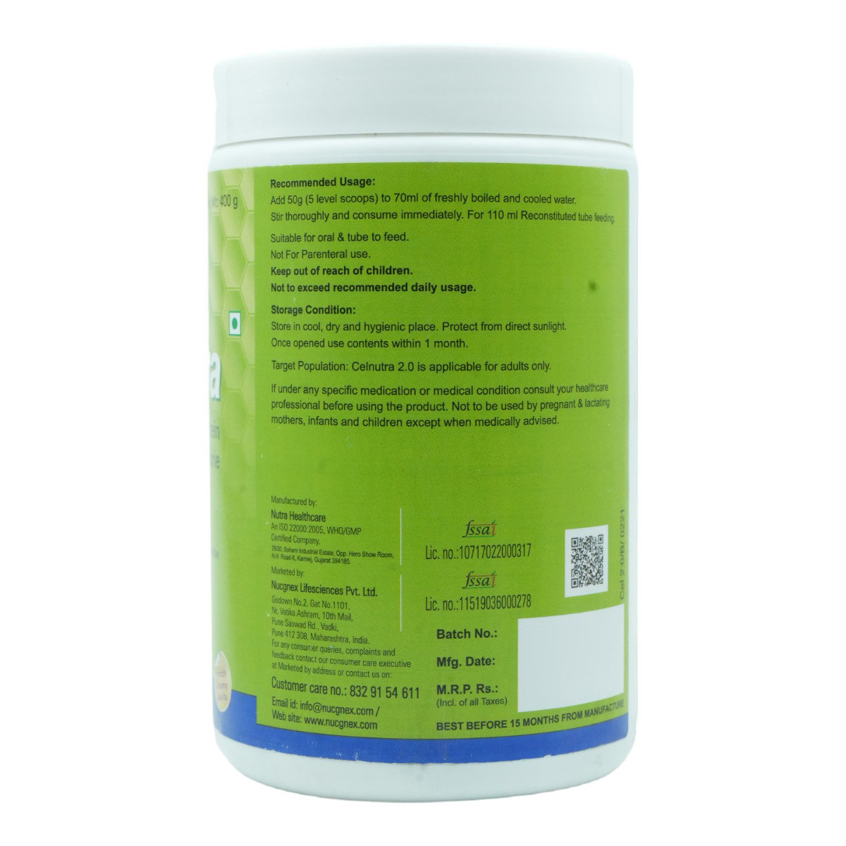 Celnutra 2.0 Creamy Vanilla Powder 400G, Pack of 1 Celnutra 2.0 Creamy Vanilla Powder 400G, Pack of 1