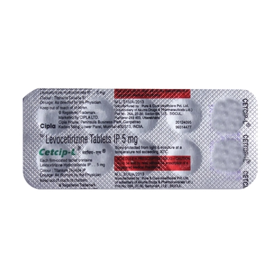 Cetcip-L Tablet 10's, Pack of 10 TabletS