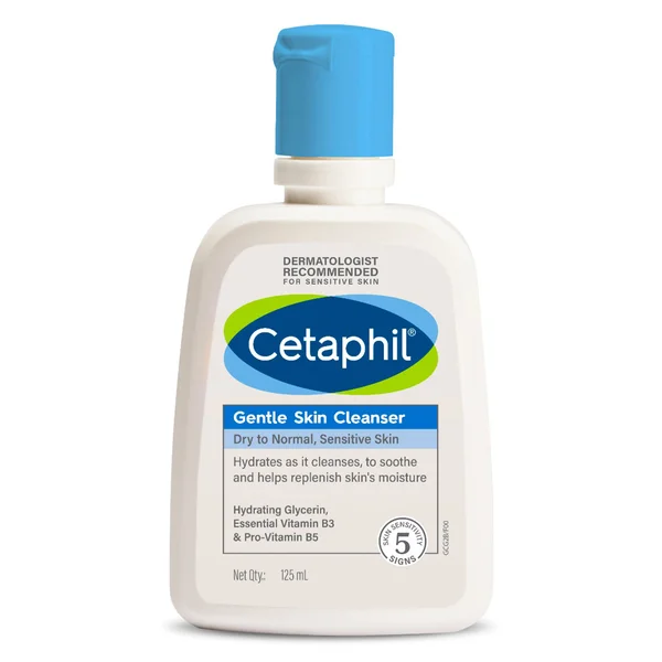 Cetaphil Gentle Skin Cleanser 125 ml | Hydrating Glycerine, Essential Vitamin B3, Pro Vitamin B5 | Hydrates Skin | For Dry To Normal, Sensitive Skin, Pack of 1