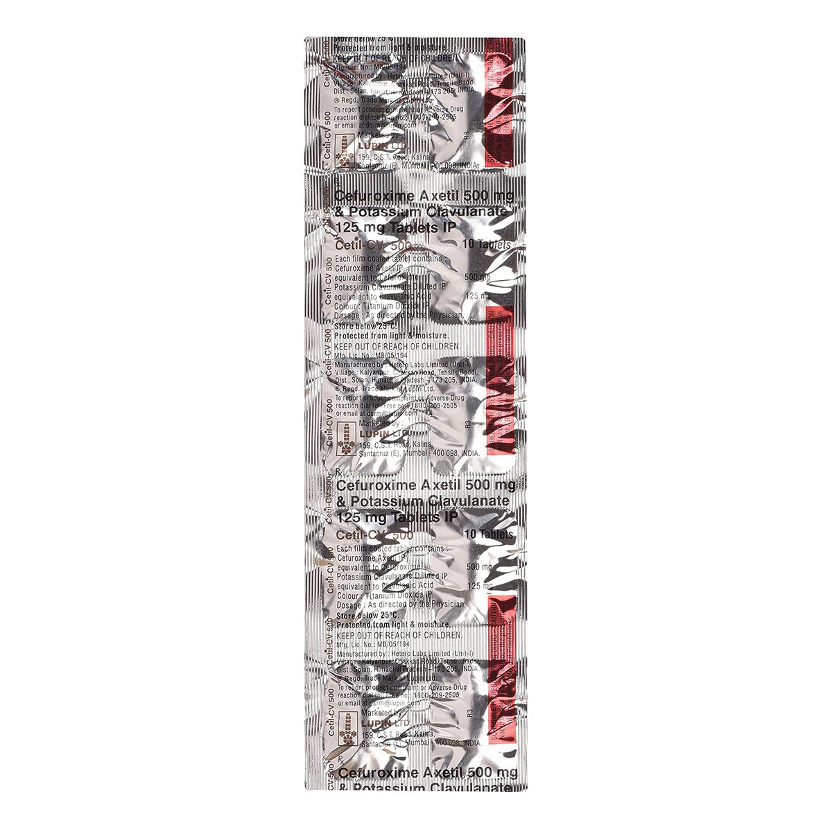 Cetil CV 500 Tablet 10's, Pack of 10 TABLETS Cetil CV 500 Tablet 10's, Pack of 10 TABLETS