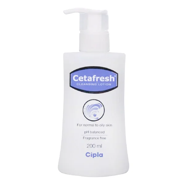 Cetafresh Cleansing Lotion 200 ml | Cetyl Alcohol, Stearyl Alcohol | pH Balanced | For Normal To Oily Skin, Pack of 1
