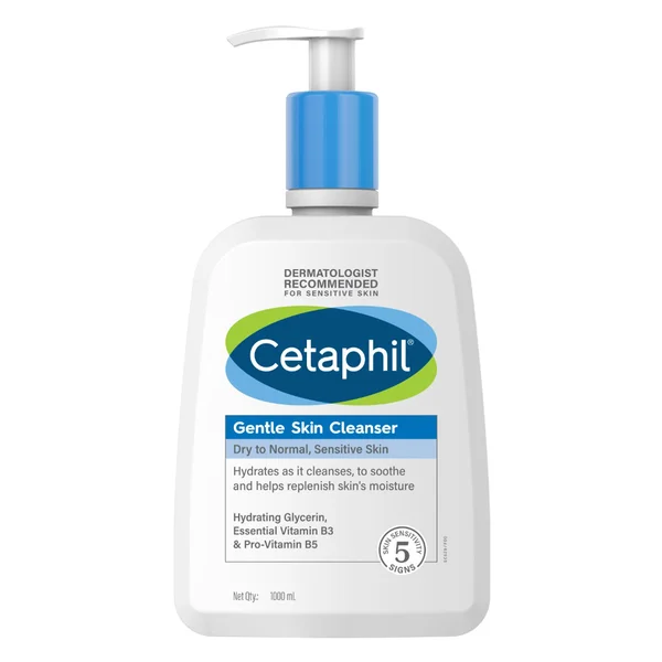 Cetaphil Gentle Skin Cleanser 1 L | Hydrating Glycerine, Essential Vitamin B3, Pro Vitamin B5 | Hydrates Skin | For Dry To Normal, Sensitive Skin, Pack of 1