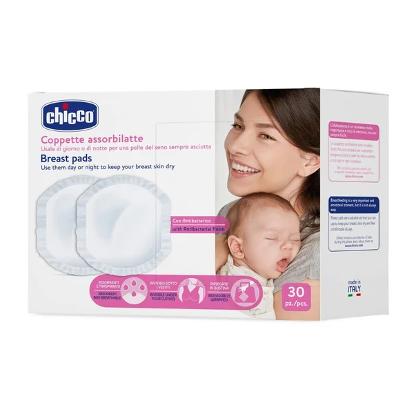 Chicco Antibacterial Breast Protection Pads, 30 Count, Pack of 1