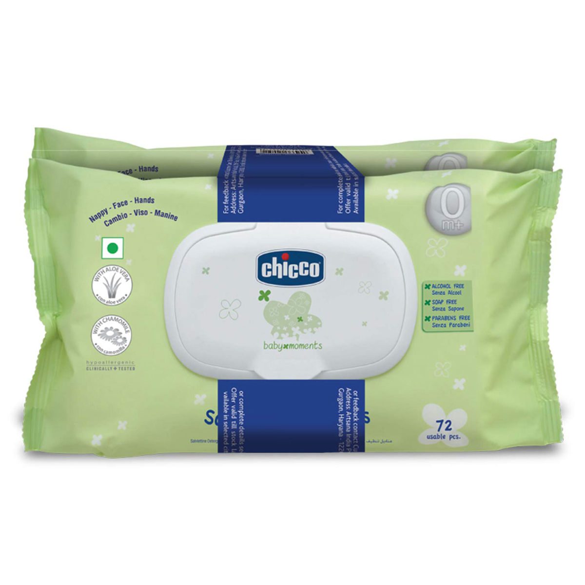 Buy Chicco Baby Moments Soft Cleansing Baby Wipes, 144 Count (2 x 72 Wipes) Online