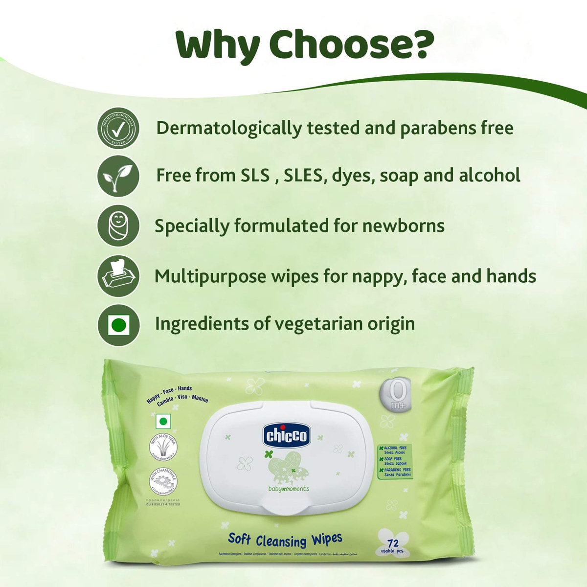 Chicco Baby Moments Soft Cleansing Baby Wipes, 144 Count (2 x 72 Wipes), Pack of 1 Chicco Baby Moments Soft Cleansing Baby Wipes, 144 Count (2 x 72 Wipes), Pack of 1