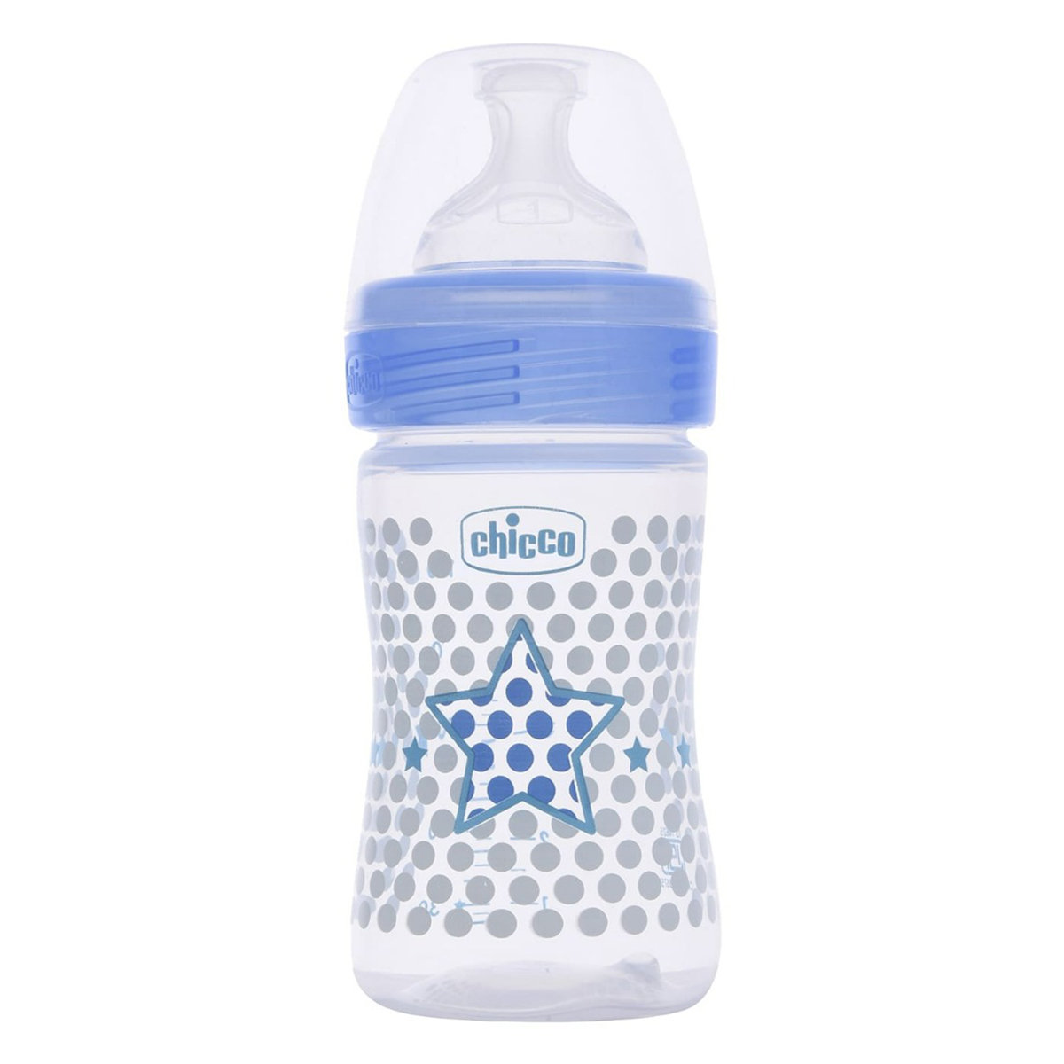 Chicco Well-Being Blue Feeding Bottle, 150 ml, Pack of 1 Chicco Well-Being Blue Feeding Bottle, 150 ml, Pack of 1