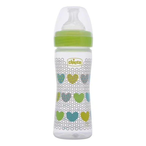 Chicco Well-Being Green Feeding Bottle, 250 ml, Pack of 1