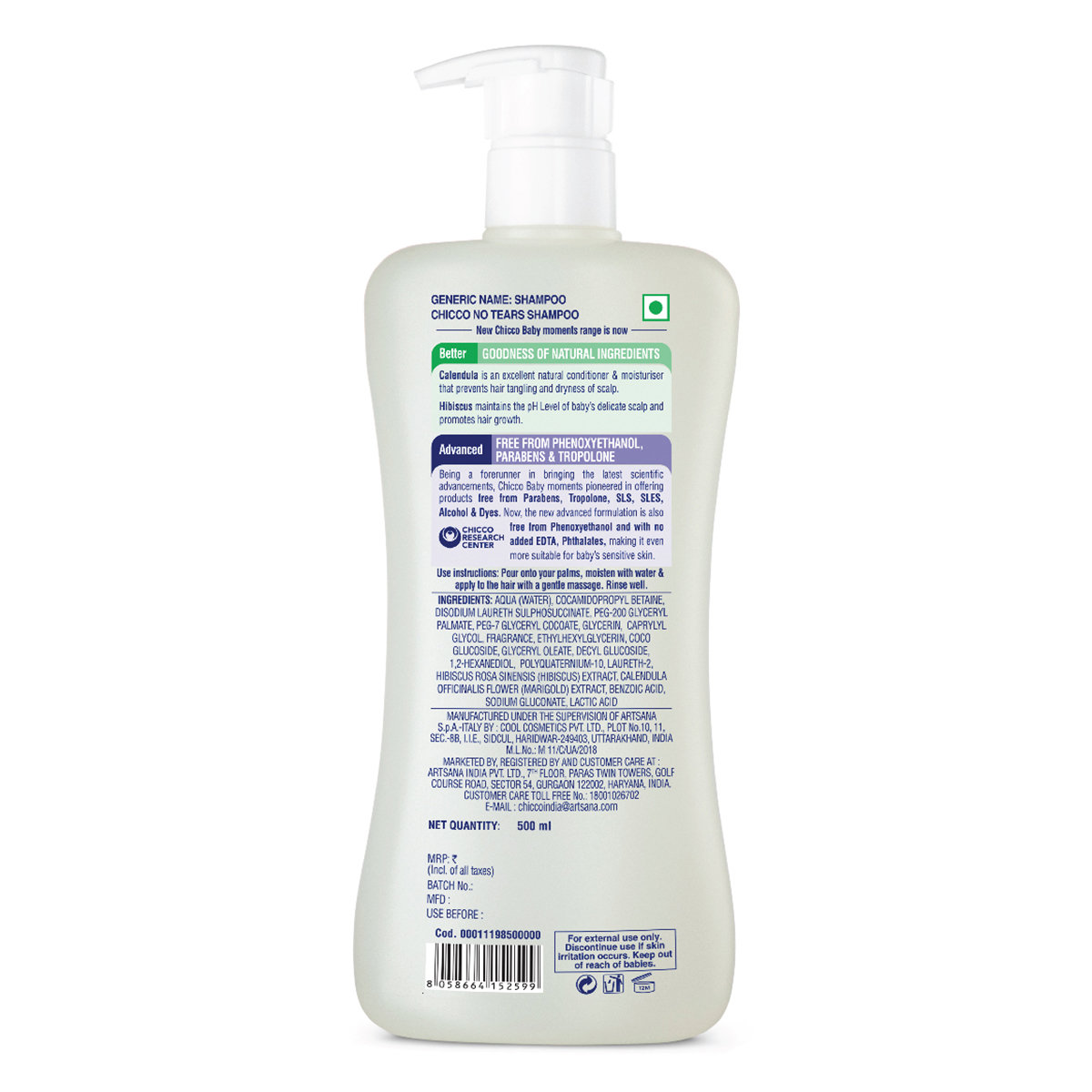 Chicco Baby Moments No Tears Shampoo, 500 ml, Pack of 1 Chicco Baby Moments No Tears Shampoo, 500 ml, Pack of 1