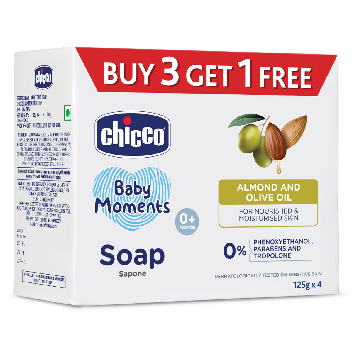 Chicco Baby Moments Soap, 125 gm (Buy 3, Get 1 Free), Pack of 1 Chicco Baby Moments Soap, 125 gm (Buy 3, Get 1 Free), Pack of 1