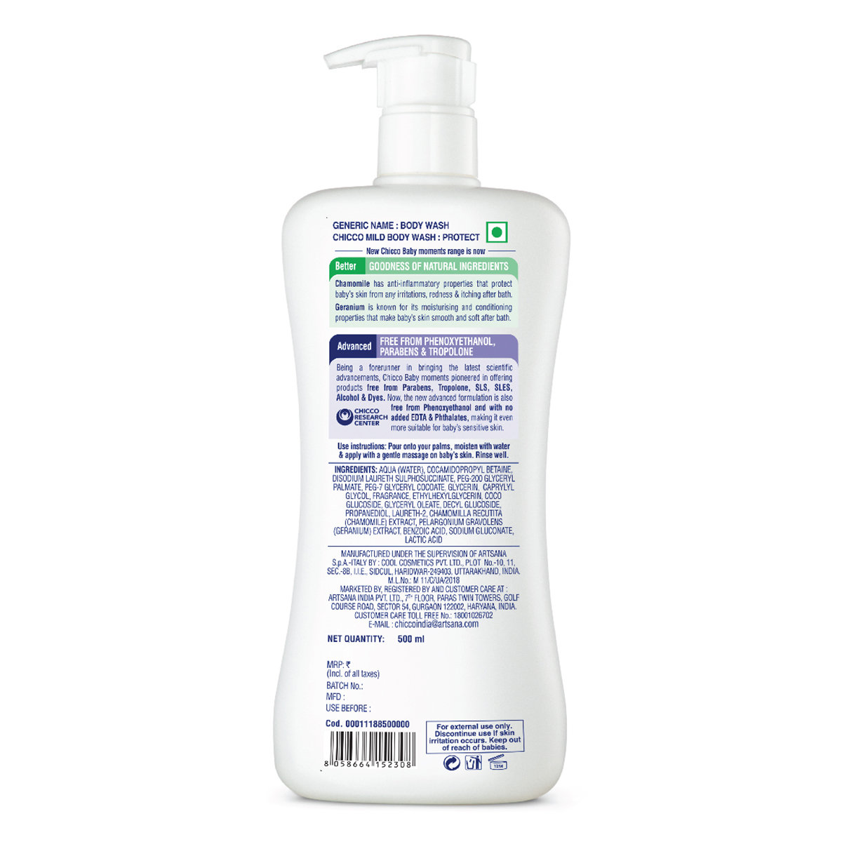 Chicco Baby Moments Protect Mild Body Wash, 500 ml, Pack of 1 Chicco Baby Moments Protect Mild Body Wash, 500 ml, Pack of 1