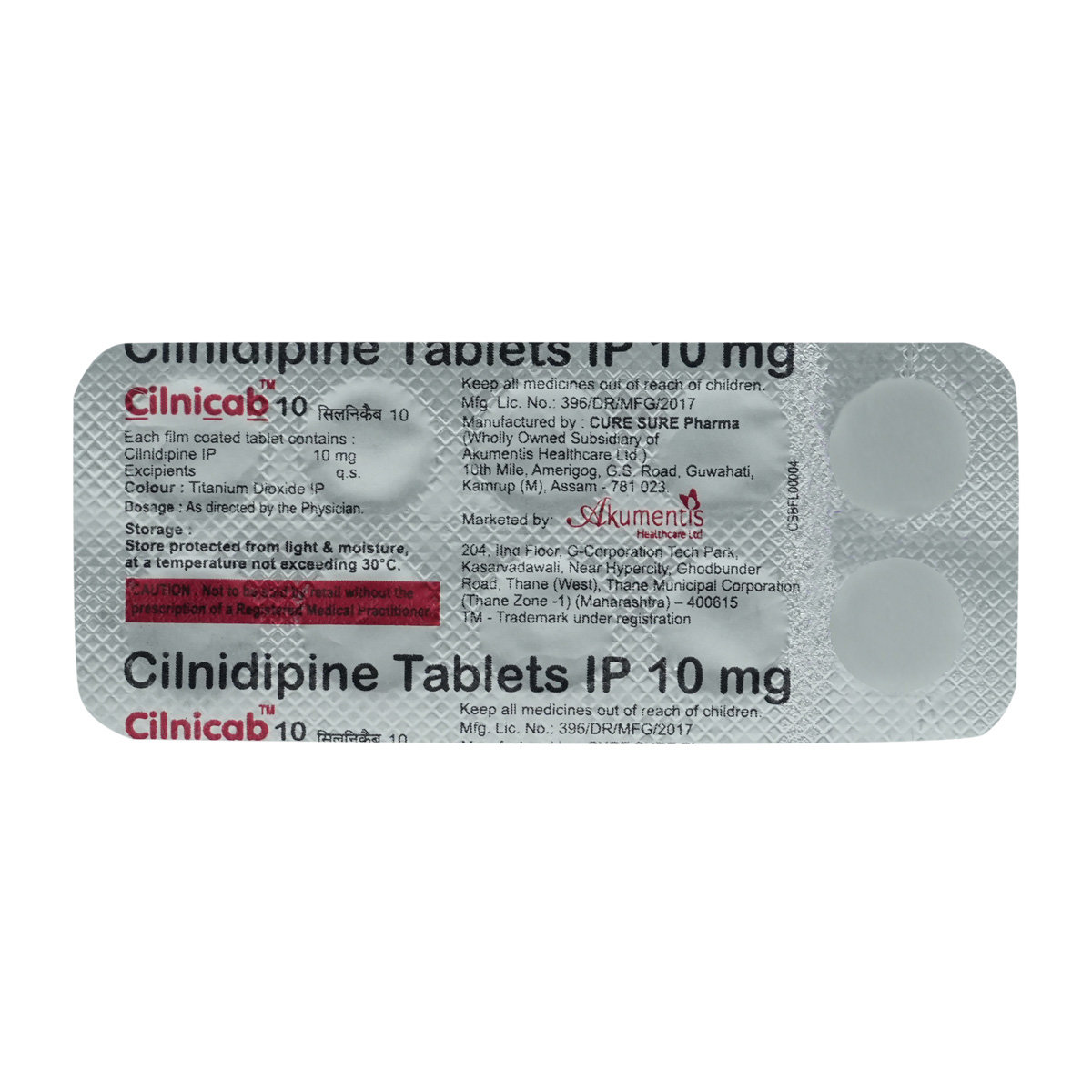 Cilnicab 10 Tablet 10's, Pack of 10 TABLETS Cilnicab 10 Tablet 10's, Pack of 10 TABLETS