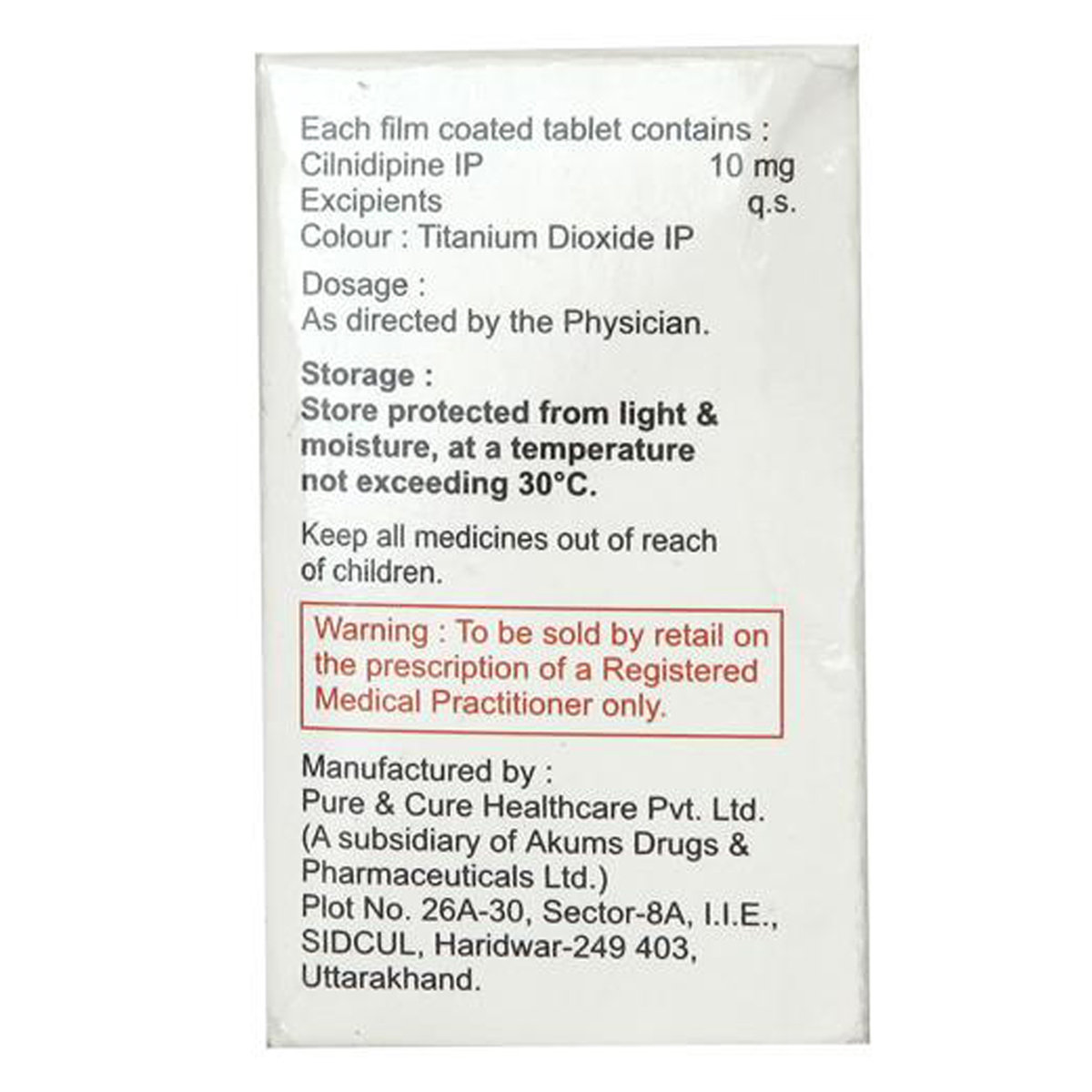 Cilpin 10 Tablet 30's, Pack of 30 TabletS Cilpin 10 Tablet 30's, Pack of 30 TabletS