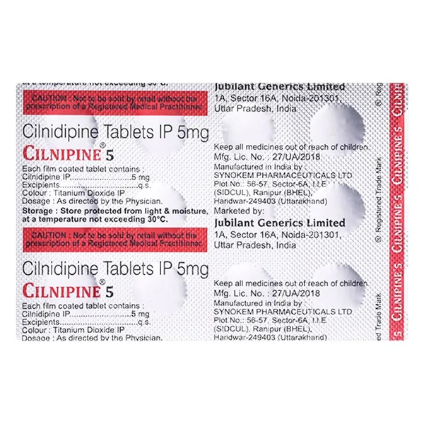 Cilnipine 5 mg Tablet 15's, Pack of 15 TabletS
