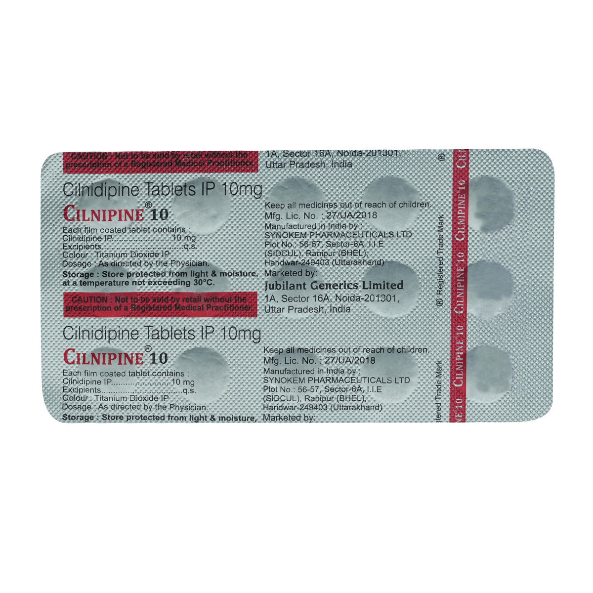 Cilnipine 10 mg Tablet 15's, Pack of 15 TabletS Cilnipine 10 mg Tablet 15's, Pack of 15 TabletS
