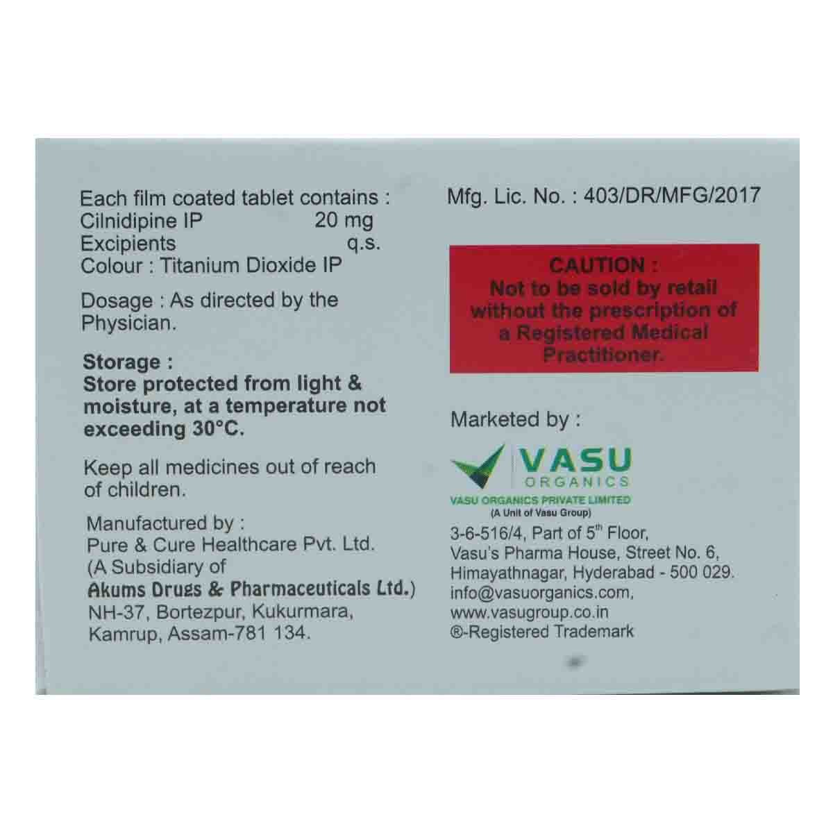 Cildipin-20 Tablet 10's, Pack of 10 TabletS Cildipin-20 Tablet 10's, Pack of 10 TabletS