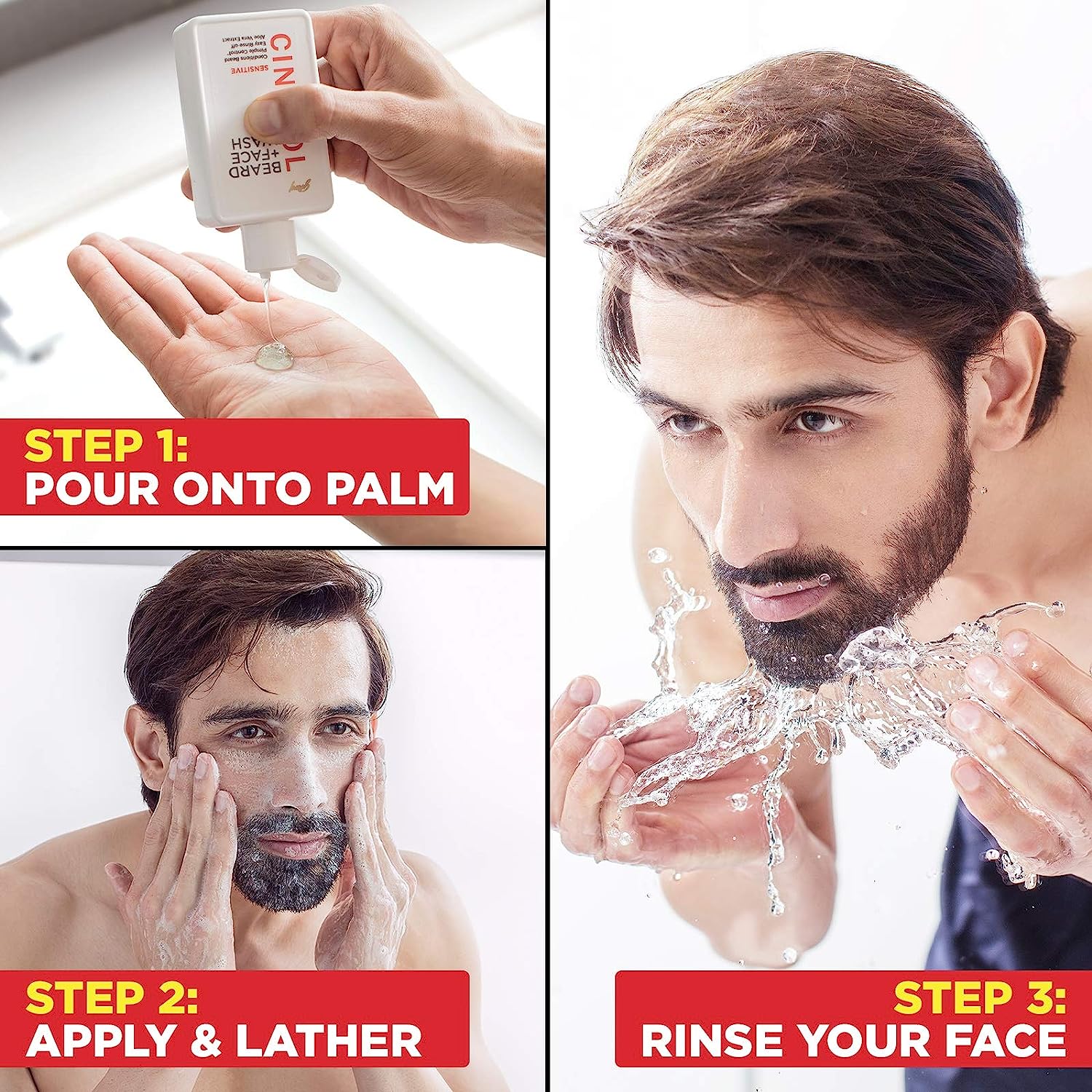 Cinthol Beard+Face Wash Sensitive 100 ml | Aloe Vera Extract | Effectively Control Pimple | Dual Cleansing System | For Men | For Sensitive Skin, Pack of 1 Cinthol Beard+Face Wash Sensitive 100 ml | Aloe Vera Extract | Effectively Control Pimple | Dual Cleansing System | For Men | For Sensitive Skin, Pack of 1