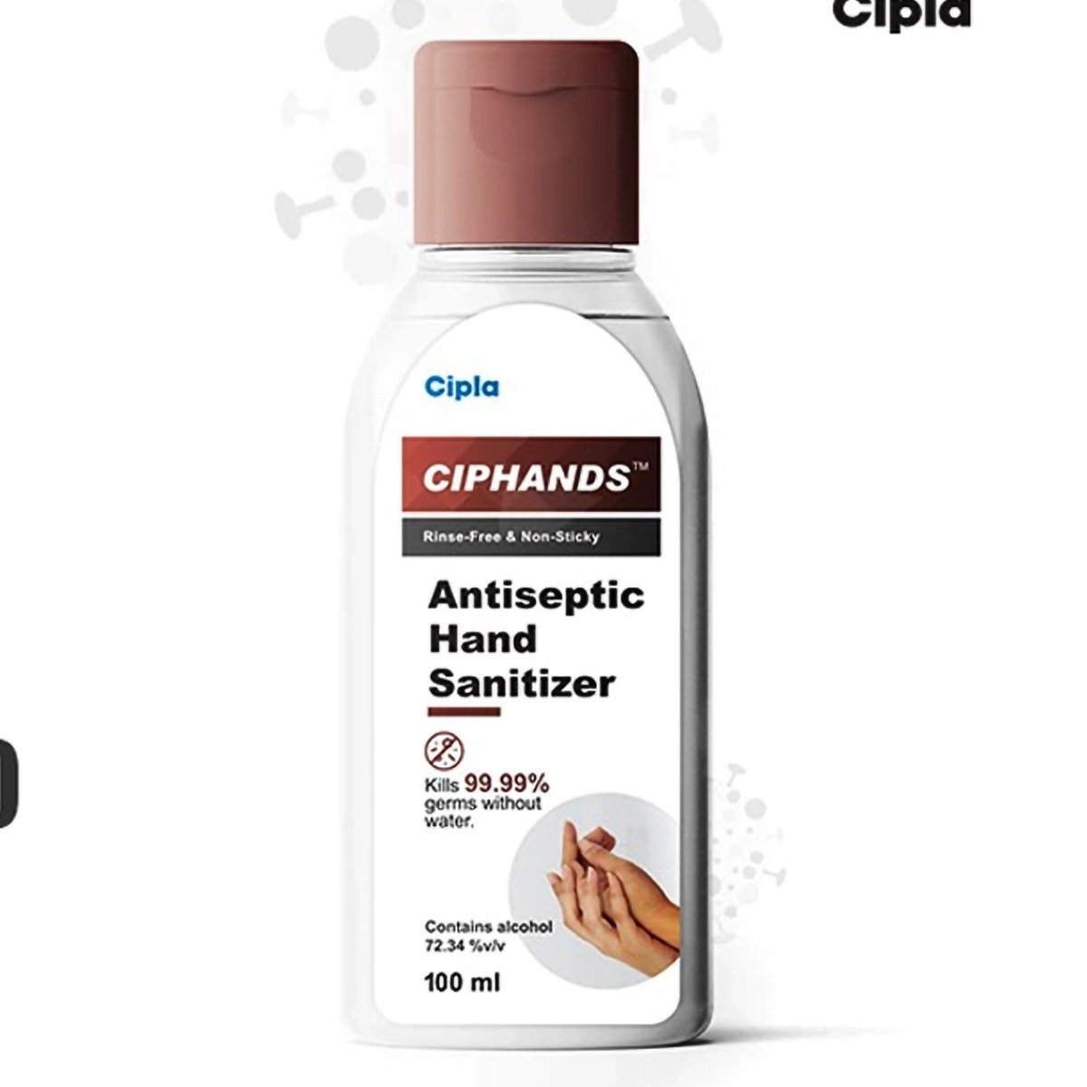 Ciphands Antiseptic Hand Sanitizer 100 ml | Alcohol 72.34%v/v | Kills 99.9% Germs | Rinse Free & Non Sticky |, Pack of 1 Ciphands Antiseptic Hand Sanitizer 100 ml | Alcohol 72.34%v/v | Kills 99.9% Germs | Rinse Free & Non Sticky |, Pack of 1