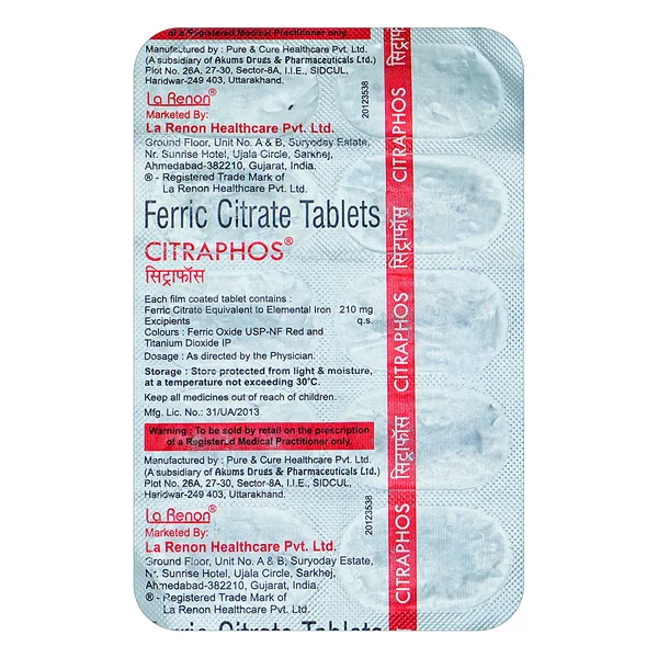 CITRAPHOS 210MG TABLET 10'S , Pack of 10 TabletS