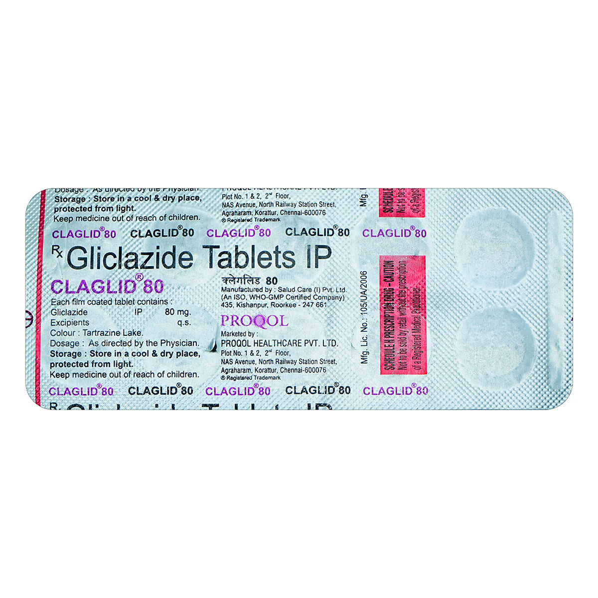 Buy Claglid 80 Tablet 10's Online