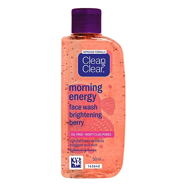 Clean &amp; Clear Morning Energy Brightening Berry Face Wash 50 ml | Natural Berry Extract | Brightens Dull Skin | Oil Free | Gives Clean, Clear &amp; Beautiful Skin Everyday, Pack of 1