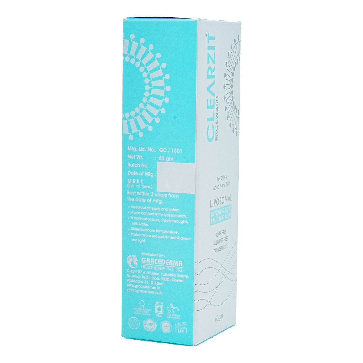 Clearzit Face Wash 60 gm | Glycolic Acid & Salicylic Acid | Gentle Face Cleansing | Removes Excess Oil | For Oily & Acne Prone Skin, Pack of 1 Clearzit Face Wash 60 gm | Glycolic Acid & Salicylic Acid | Gentle Face Cleansing | Removes Excess Oil | For Oily & Acne Prone Skin, Pack of 1