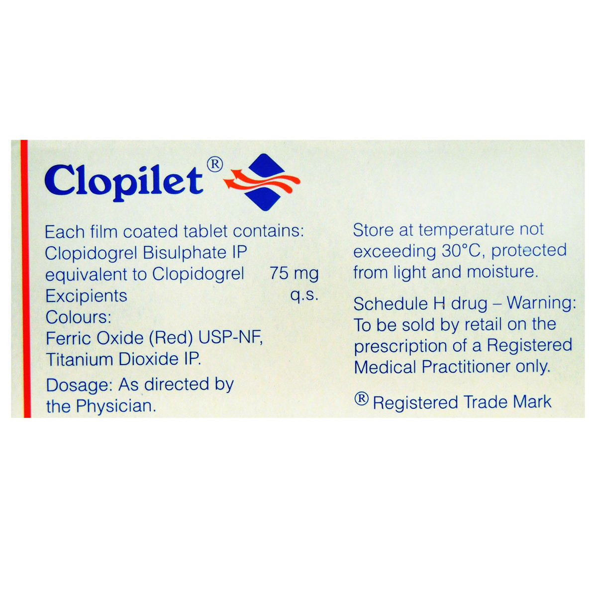 Clopilet 75 mg Tablet 15's, Pack of 15 TABLETS Clopilet 75 mg Tablet 15's, Pack of 15 TABLETS