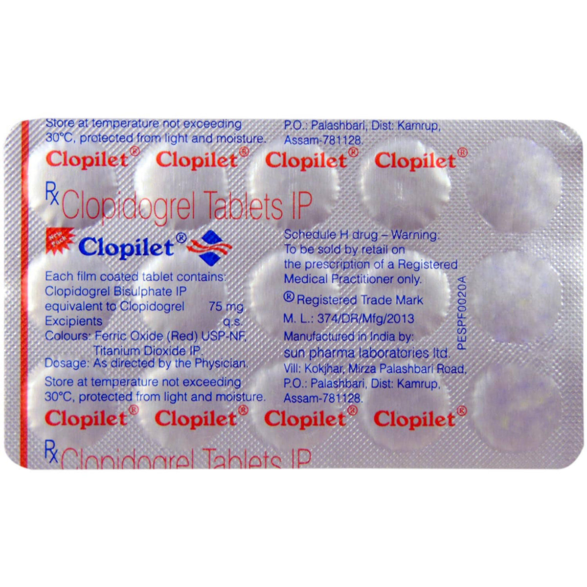 Clopilet 75 mg Tablet 15's, Pack of 15 TABLETS Clopilet 75 mg Tablet 15's, Pack of 15 TABLETS