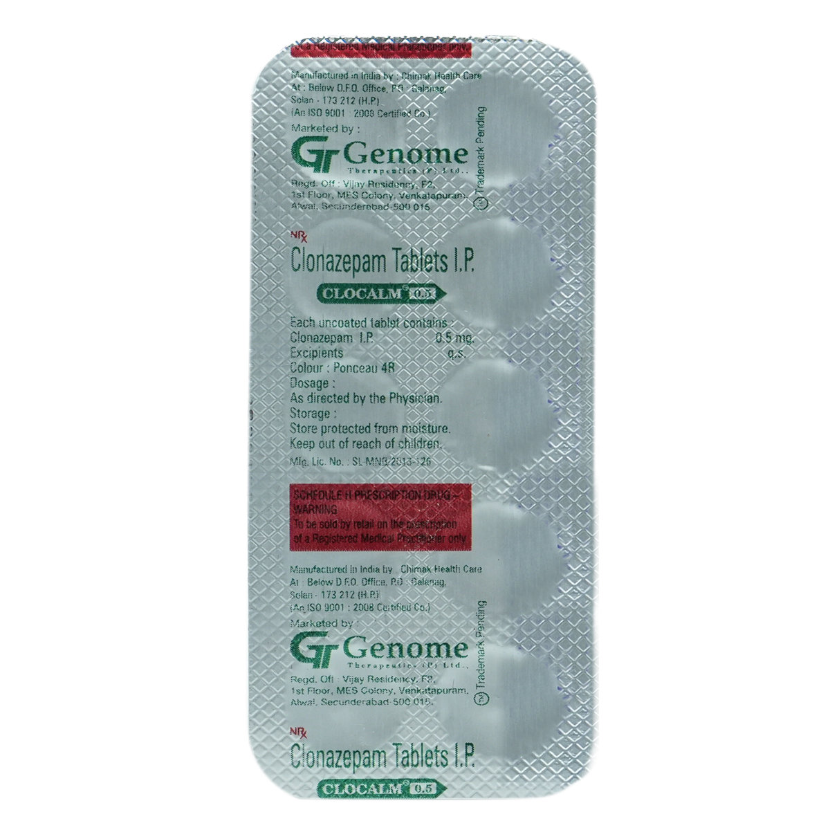 Clocalm 0.5 mg Tablet 10's, Pack of 10 TabletS Clocalm 0.5 mg Tablet 10's, Pack of 10 TabletS